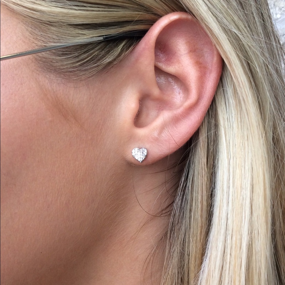 New 24 K white gold dipped heart earrings